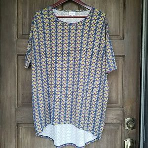 Lularoe Irma NWT M Blue Purple Geo Pattern Slinky